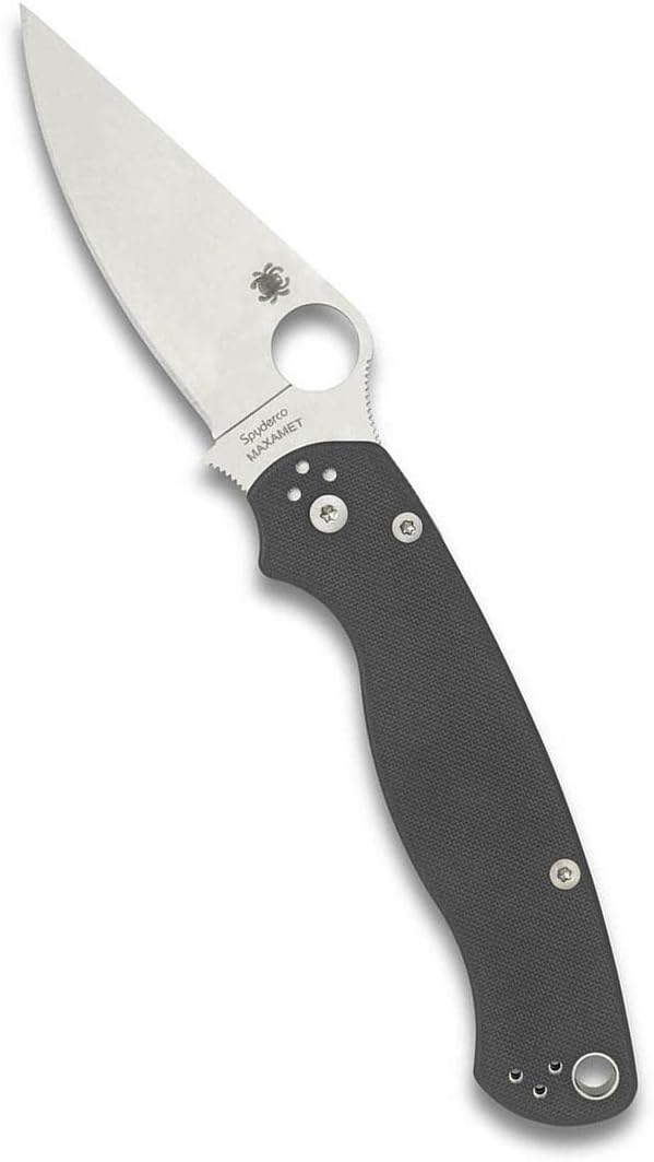 Spyderco Para Military 2 Signature Maxamet Knife with 3.42" Steel Blade and Durable Dark Gray G-10 Handle - PlainEdge - C81GPDGY2